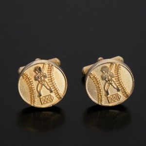 Baseball Player Gold Tone Cufflinks